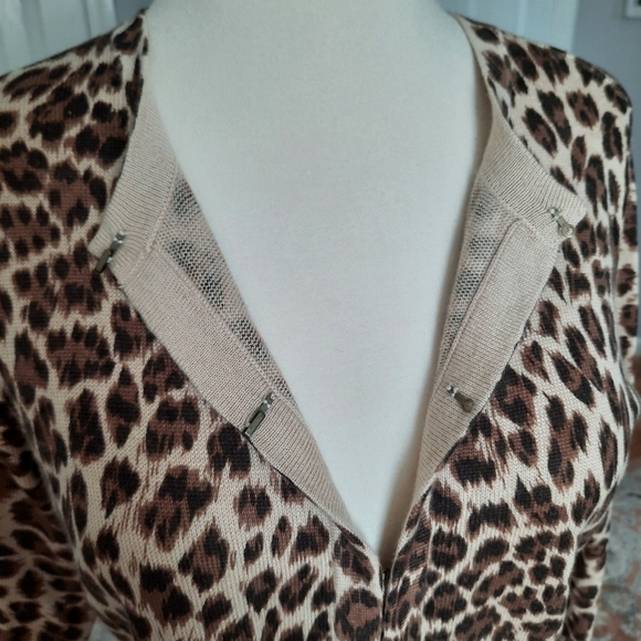 Talbots silk cashmere animal print cardigan - Picture 4 of 9